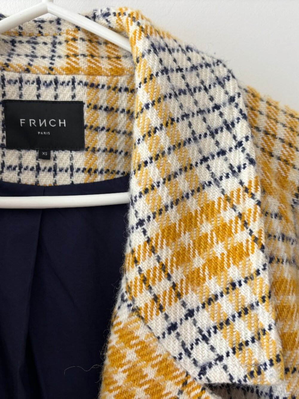 FRNCH Paris Wool Blend Plaid Double-Breasted Coat Jacket - Picture 5 of 6